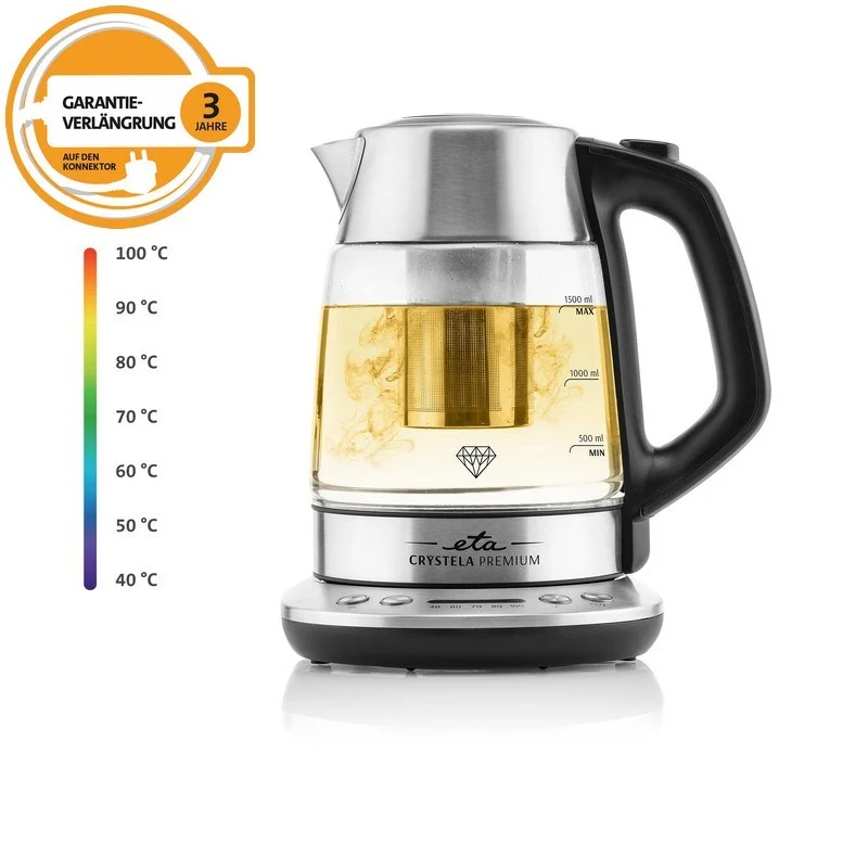 Elektrischer Wasserkocher ETA Crystela Premium 9153 90000 rostfreier stahl/glas