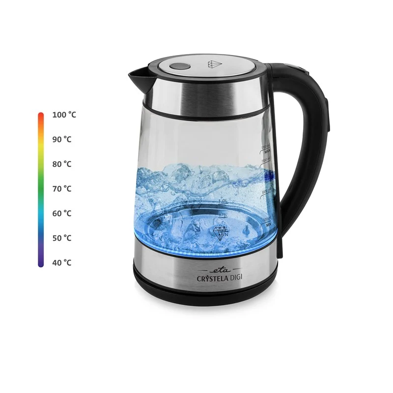 ETA Wasserkocher Crystela Digi 7153 90000 Schwarz/Glas