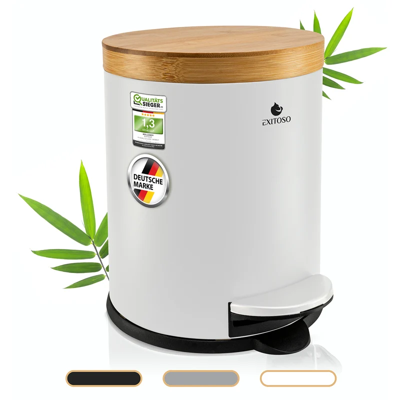 Tretmülleimer mit Softclose-Deckel - 5 l - Weiß