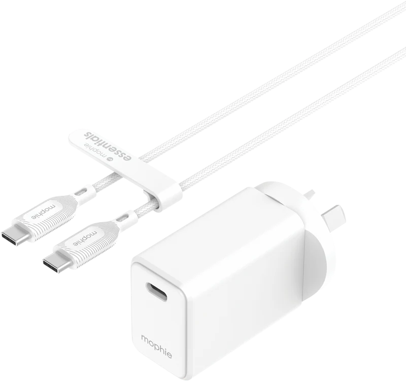 Mophie Essential 30W USB-C Wall Charger & Cable Bundle, White