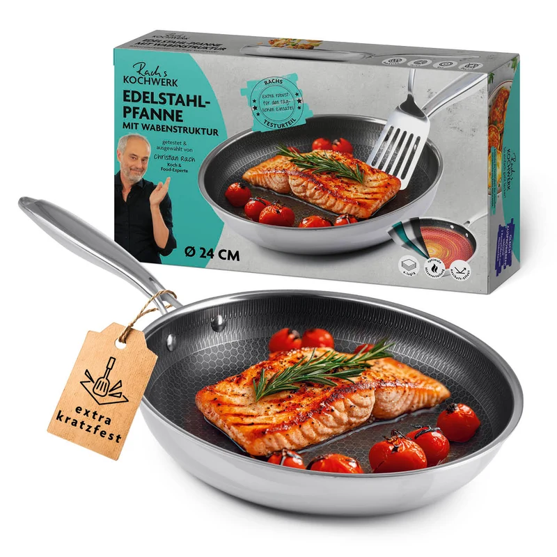 Edelstahl-Pfanne mit Wabenstruktur Ø 24 cm