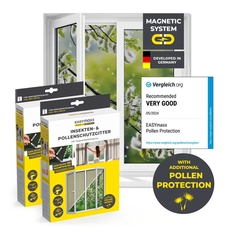 Insekten- & Pollenschutzgitter Magnetbefestigung - 2er-Set