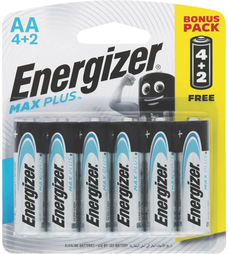 Energizer Max Plus AA Batteries 4+2 Pack