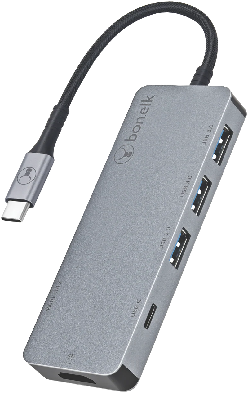 Bonelk Long-Life USB-C to 6-in-1 Multiport Hub