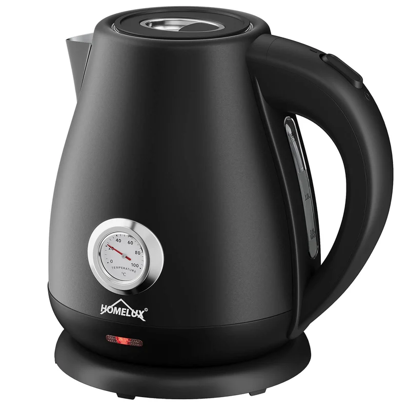 Retro Electric Kettle with Thermometer – 1.7L, Stainless Steel, 2200 Watt