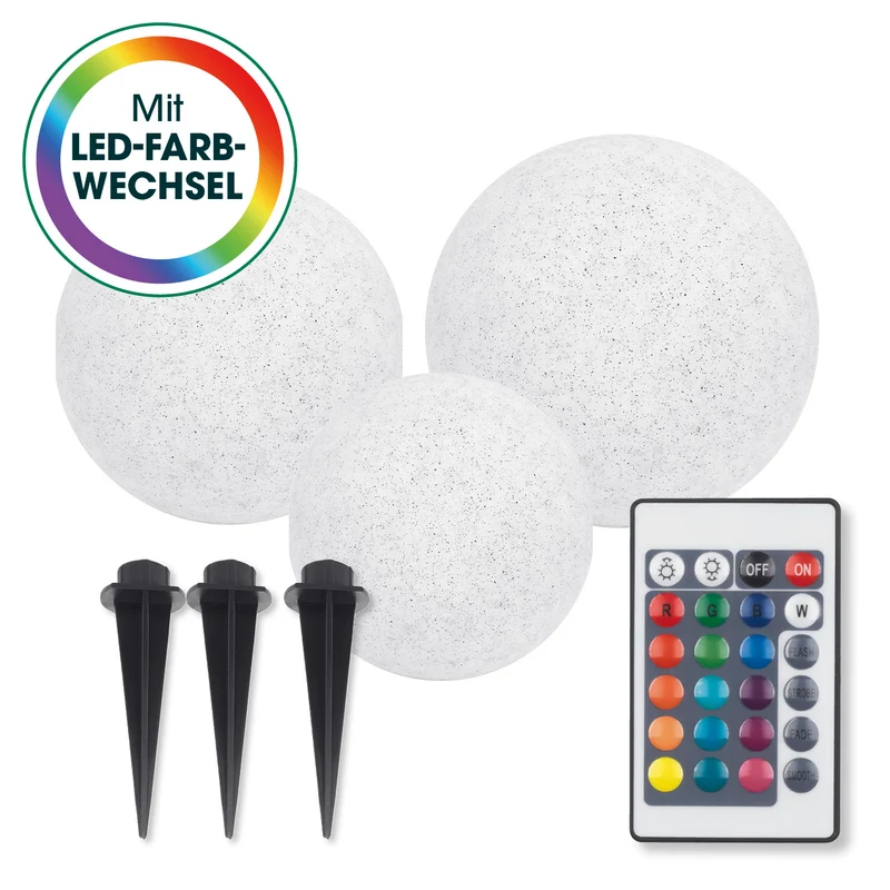 Solar-Dekostein mit Fernbedienung & Farbwechsel – 3er-Set