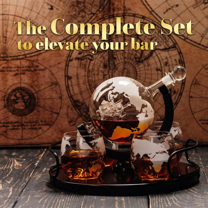8-in-1-Whisky-Dekanter-Set – 2 Gläser