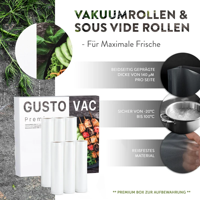 Premium Vakuumrollen - 6er-Set - 3 x 20x300 cm + 3 x 30x300 cm