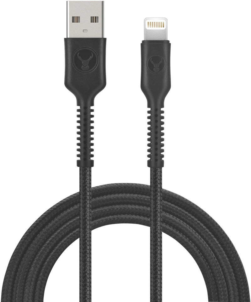 Bonelk Long-Life USB-A to Lightning Cable, 1.2m, Black