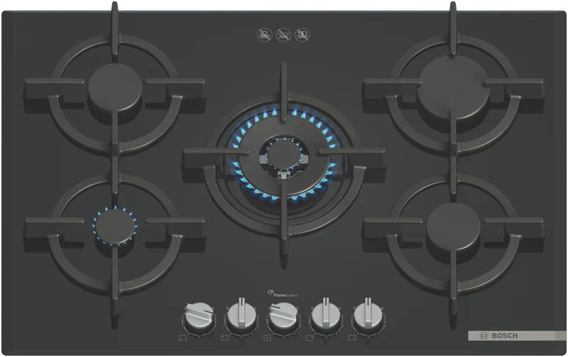 Bosch Series 6 75cm Gas Cooktop Tempered Glass Black