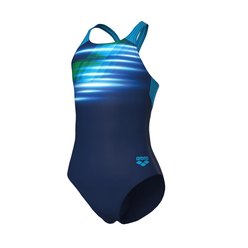 ARENA Mädchen Badeanzug Fading V Back, MaxFit Eco