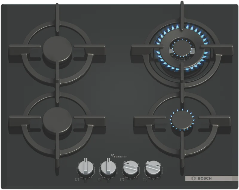 Bosch Series 6 60cm Gas Cooktop Tempered Glass Black