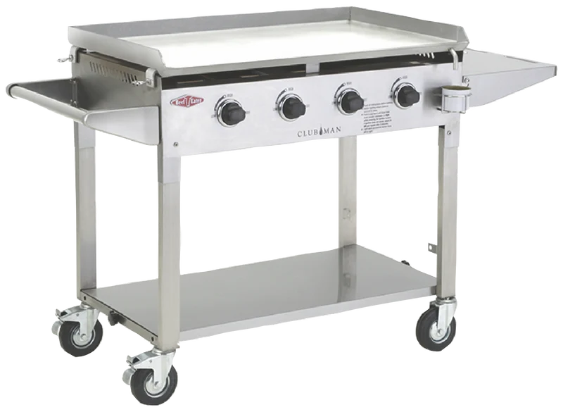 BeefEater Clubman Stainless Steel 4 Burner BBQ & Trolley with Hotplate