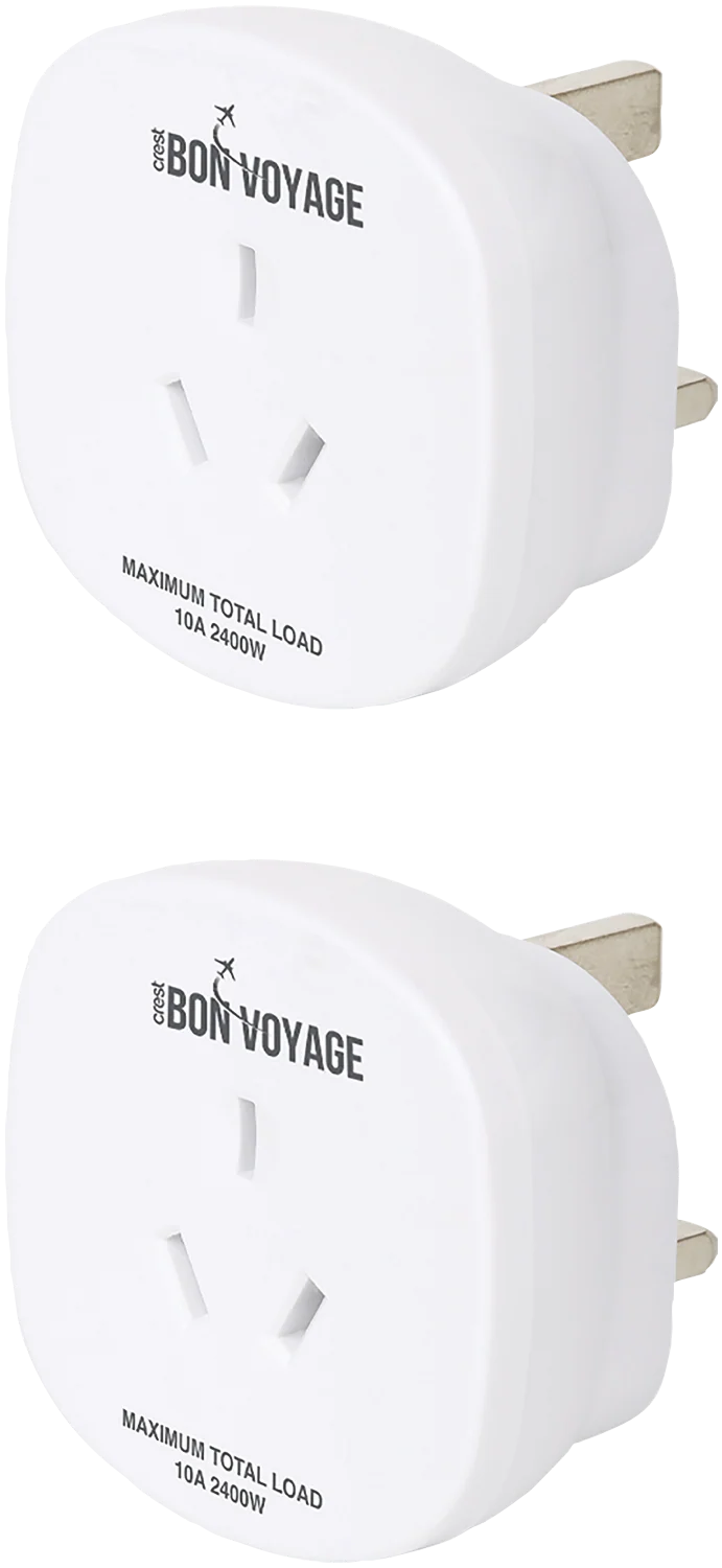 Bon Voyage Travel Adapter Australia to UK (2 Pack)