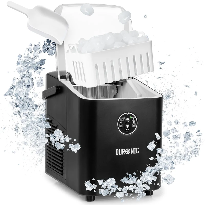 Duronic ICM12 BK Automatische Eiswürfelmaschine | 8 Eiswürfel in 6-8 min | 1 L Wassertank | Bis zu 12 kg pro 24 Stunden