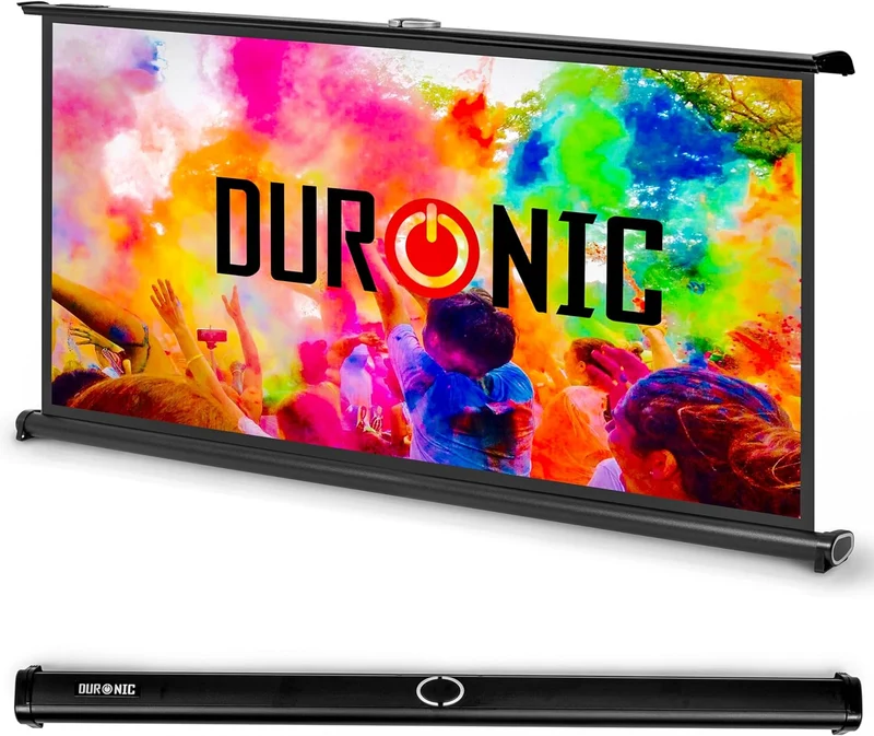 Duronic DPS40 16:9 Beamer Leinwand | 40 Zoll | 16:9 Heimkino | Gain +1 mobile Beamerleinwand für Tische und Schränke | 4K UHD, 3D, Full HD 1080p