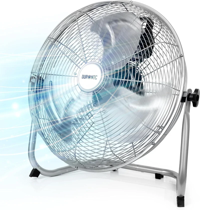Duronic FN20 Bodengebläse | Ventilator 50 cm | Bodenventilator mit 4 Geschwindigkeitsstufen | 120 W Standventilator in Chrom