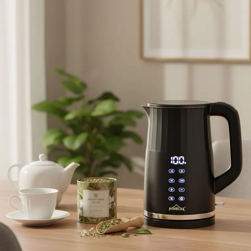 2200W Electric Kettle with Temperature Selection 40-100°C Stainless Steel Double Wall