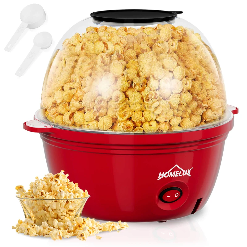 HOMELUX Popcornmaschine 450W, schnelles & fettfreies Popcorn in 3 Min, Antihaft, leicht zu reinigen, ideal für Zuhause