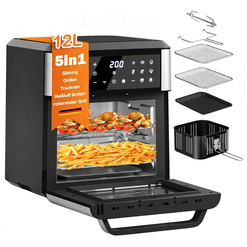 12L Air Fryer with Rotating Function, 12 Programs and LED Display