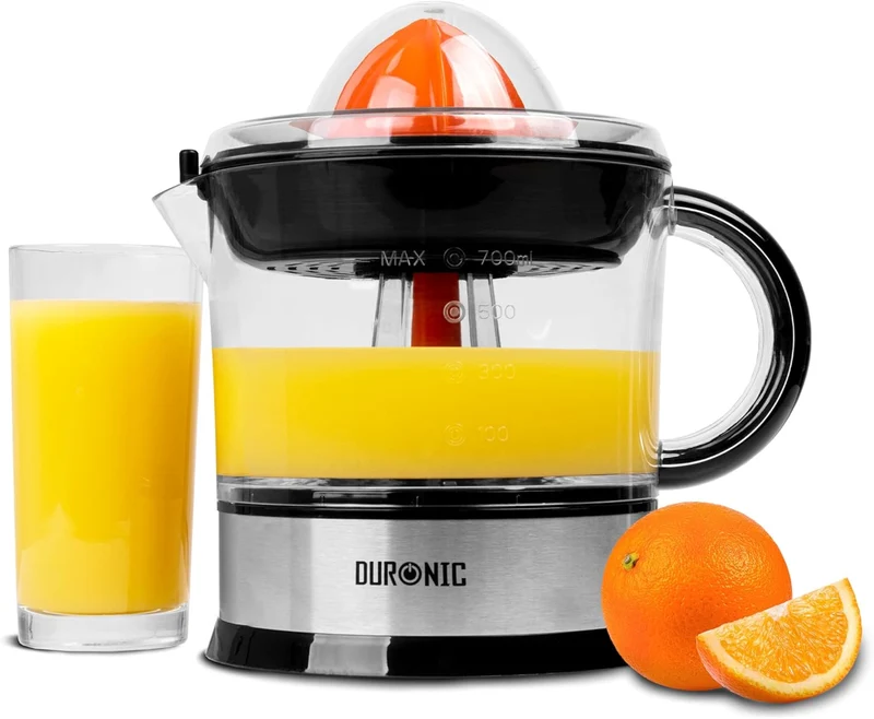 Duronic JE407 Saftpresse elektrisch 40W | Zitronenpresse 700ml | 2 Kegel | hohe Saftgewinnung | Edelstahl Fruchtpresse mit Sieb