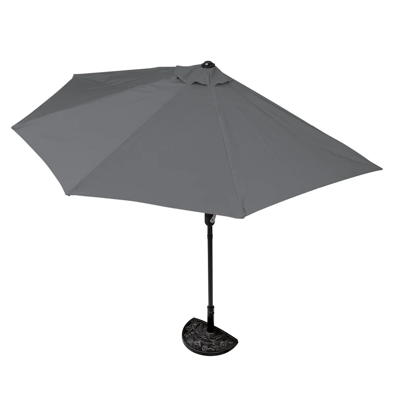 Sonnenschirm UV-Schutz mit Fuß - halbrund 270x140 cm - grau