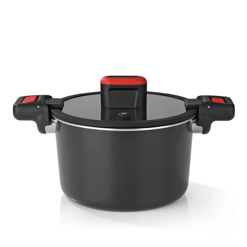 Energiespartopf Aluminium 5,8l - schwarz/rot