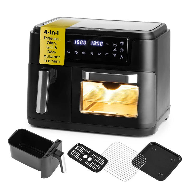 4-in-1-Heißluftfritteuse - Fritteuse, Ofen, Grill & Dörrautomat