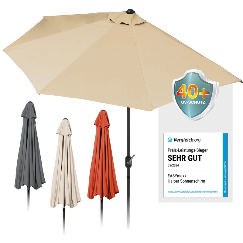 EASYmaxx Sonnenschirm - halbrund, beige