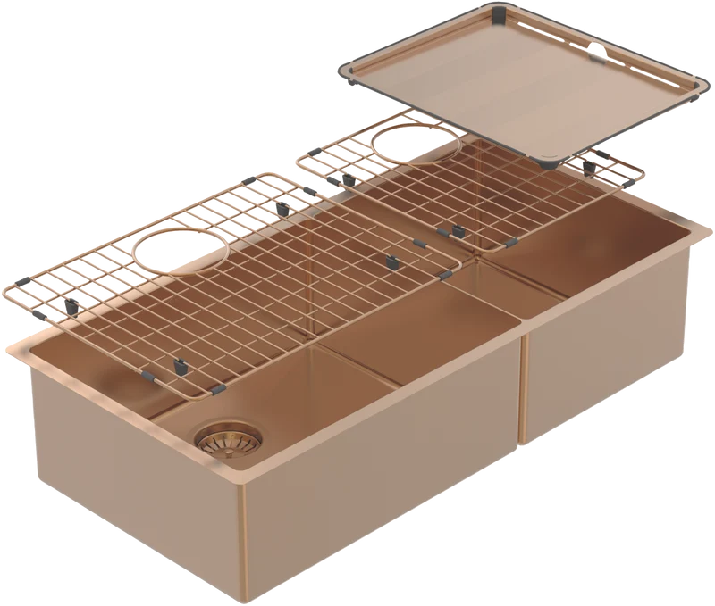 Abey Piazza One & 3/4 Square Bowl Sink, Artisan Copper