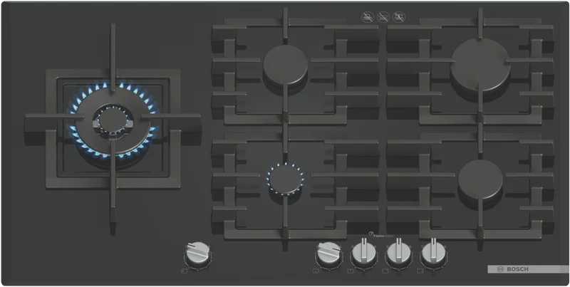 Bosch Series 6 90cm Gas Cooktop Tempered Glass Black