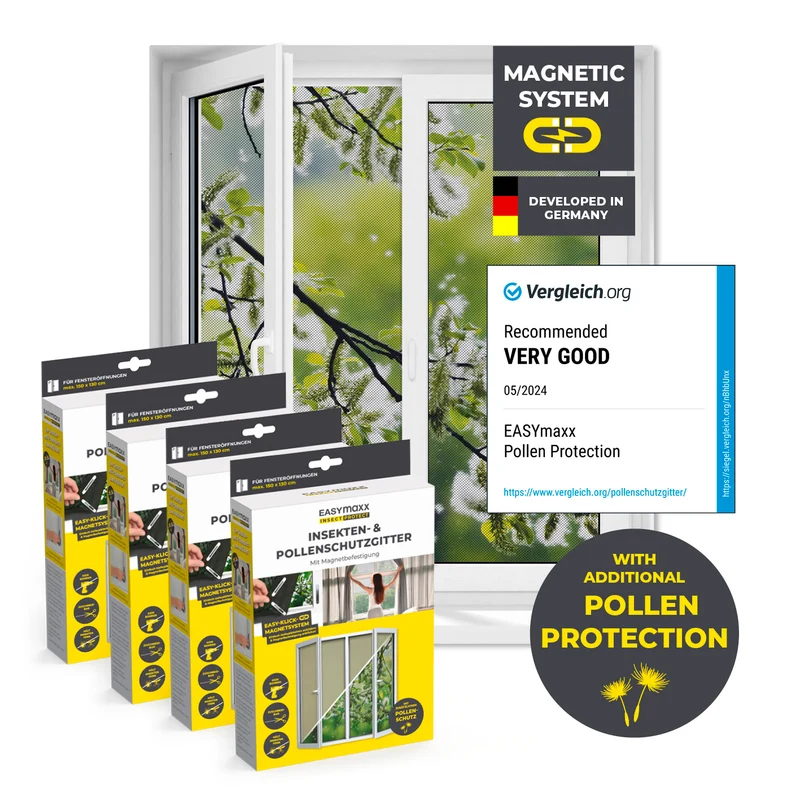 Insekten- & Pollenschutzgitter Magnetbefestigung - 4er-Set