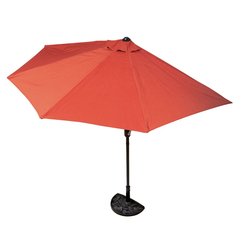 Sonnenschirm mit UV-Schutz und Fuß - halbrund 270x140 cm - terracotta