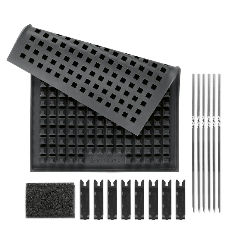 Starter Set Deluxe - Silikon-Backmatte inkl. 6 Spieße + 8 Steine + 1 Schwamm