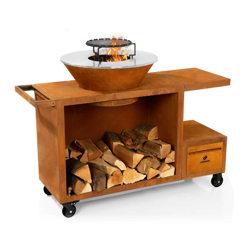 Feuerschalen-Wagen + Plancha-Grill KORREO - Ø 70 cm
