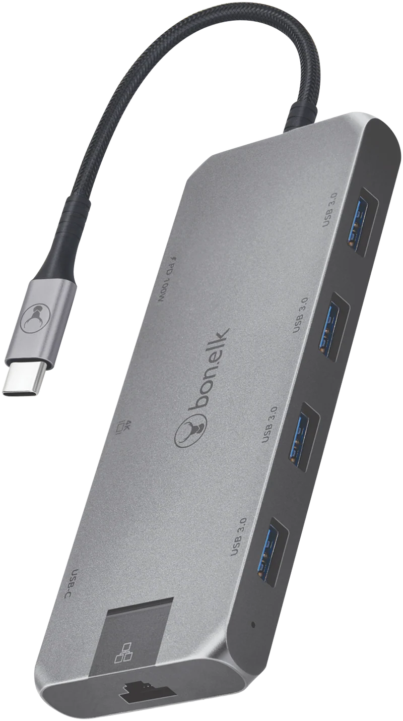 Bonelk Long-Life USB-C to 8-in-1 Multiport Hub (Space Grey)