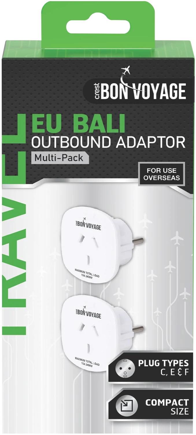 Bon Voyage Travel Adapter Australia to Europe (2 Pack)