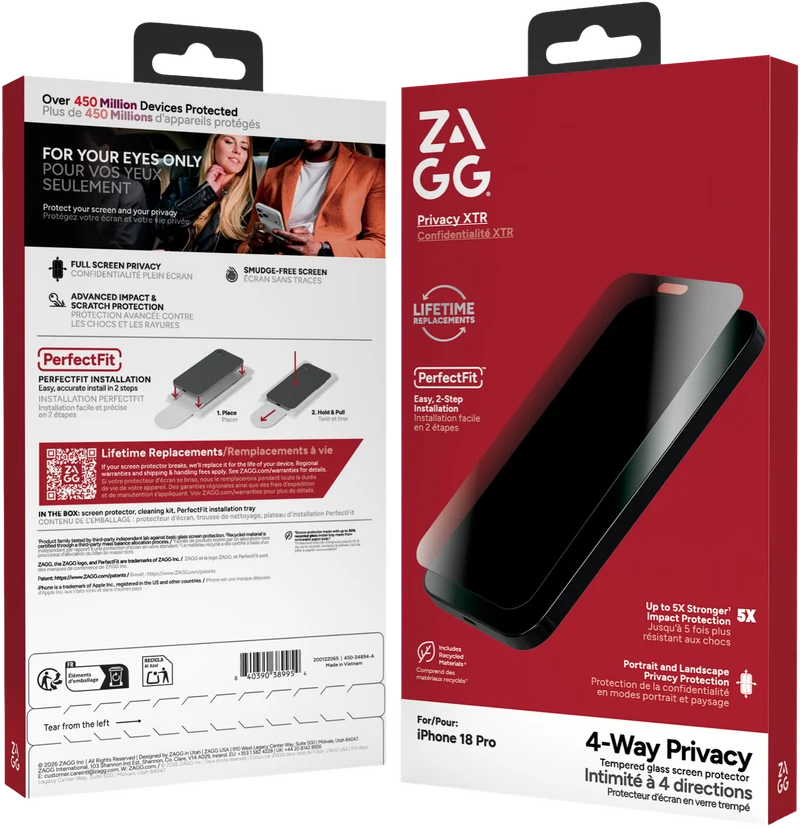 ZAGG Invisishield Glass Privacy Xtr Screen Protector iPhone 18 Pro