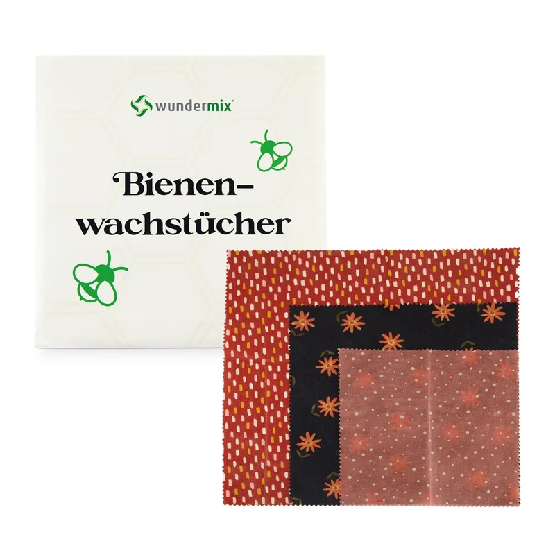 Wundermix Bienenwachstücher 3er-Set | Größe S/M/L «Flower»