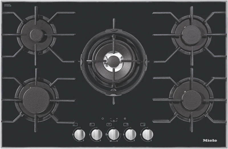 Miele 80cm 5 Burner Gas Cooktop with Minute Minder, Ceramic Glass