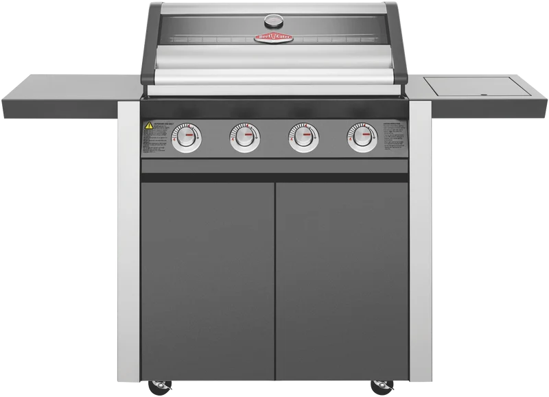 BeefEater 1600 Series 4 Burner BBQ with Trolley, Side Burner, Cast Iron Burners & Grills