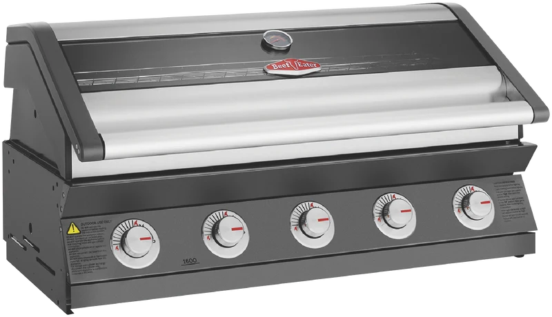 BeefEater 1600 Series Dark 5 Burner Built In BBQ with Cast Iron Burners & Grills - Body Only