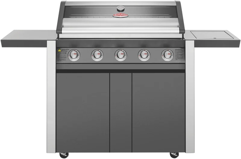 BeefEater 1600 Series Dark 5 Burner BBQ & Trolley with Side Burner, Cast Iron Burners & Grills