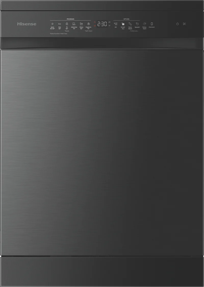 Hisense 60cm Freestanding Dishwasher Black Steel