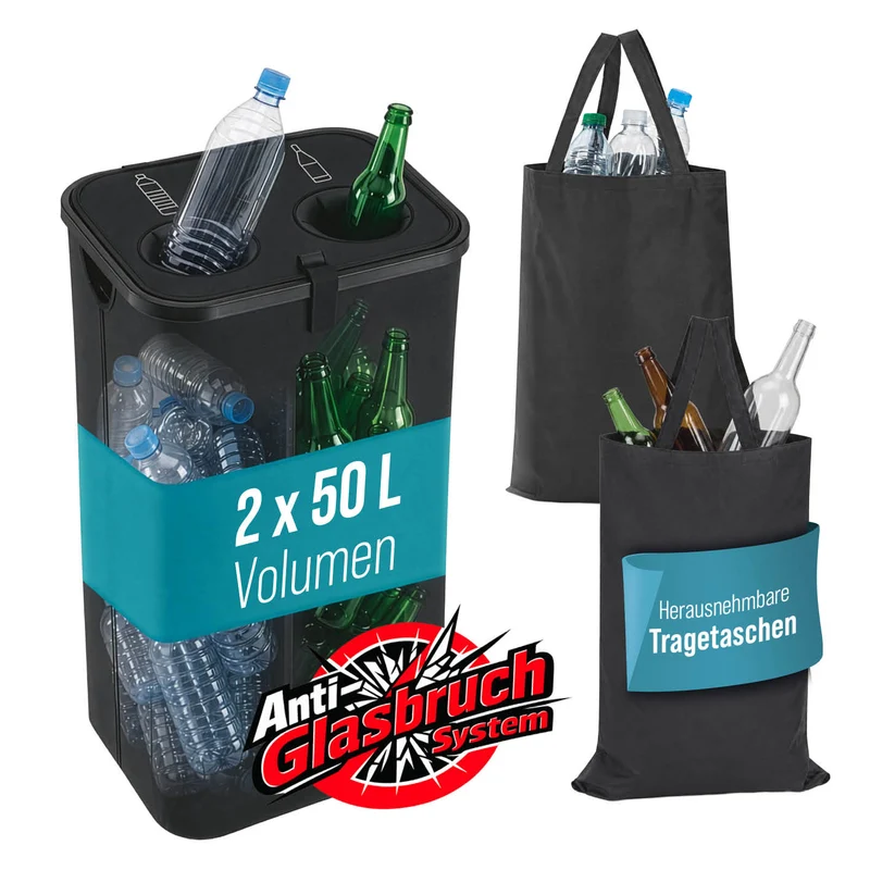 2-in-1 Glas- & Pfandflaschen-Sammelbehälter