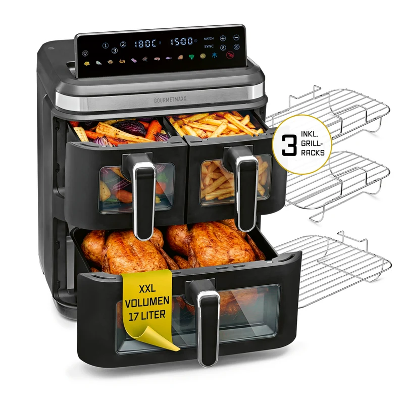 FryUp3 Vertikale 3-Kammer-Heißluftfritteuse - 17 l