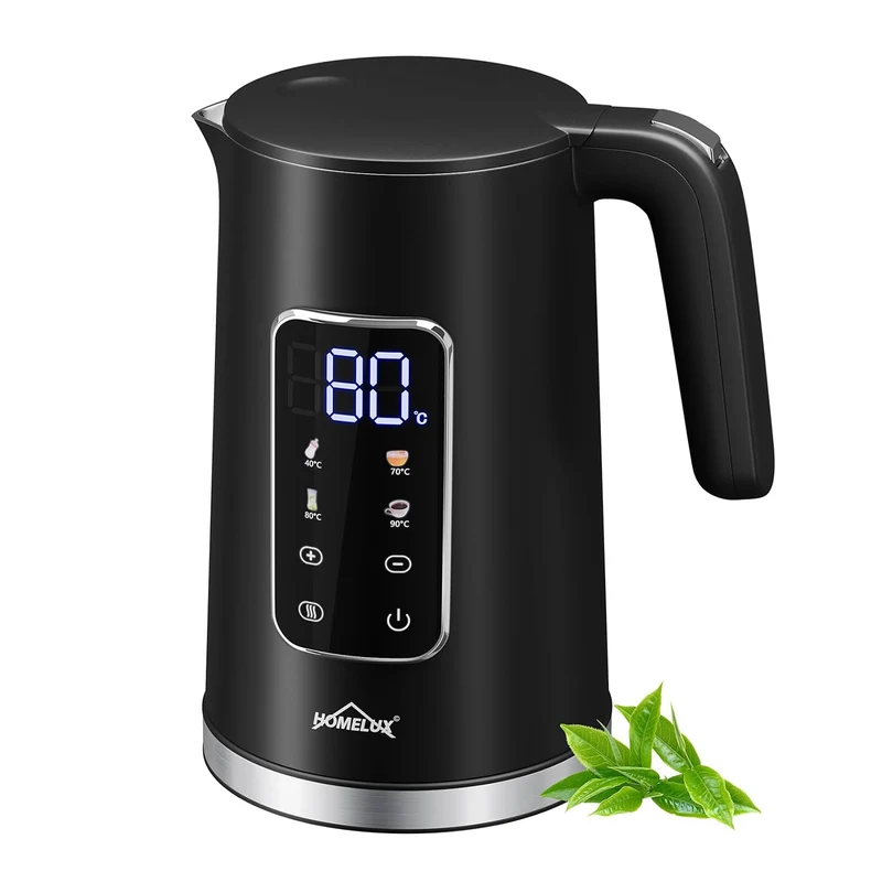 HOMELUX Digital Kettle 1.7L with Temperature Setting 40-100°C, 2200W, 100% Stainless Steel Interior, Cool-Touch & Keep Warm Function