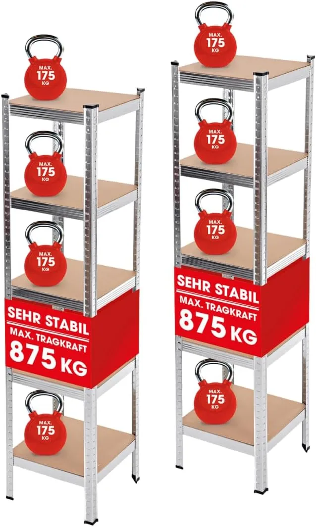 2-in-1 Schwerlastregal & Werkbank - 175 kg Tragkraft je Regalboden