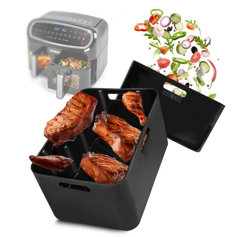 Duronic AFL1 Silikonform, zwei Antihaft Silikoneinsätze, Airfryer-Zubehör, kompatibel mit Duronic AF34 & AF24 & anderen Dualzone Airfryer