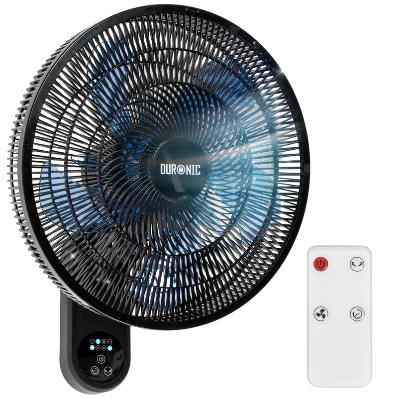 Duronic FN42 BK Wandventilator | Mit Fernbedienung, 3 Geschwindigkeiten, 50W, 60° Oszillation, Timer Funktion